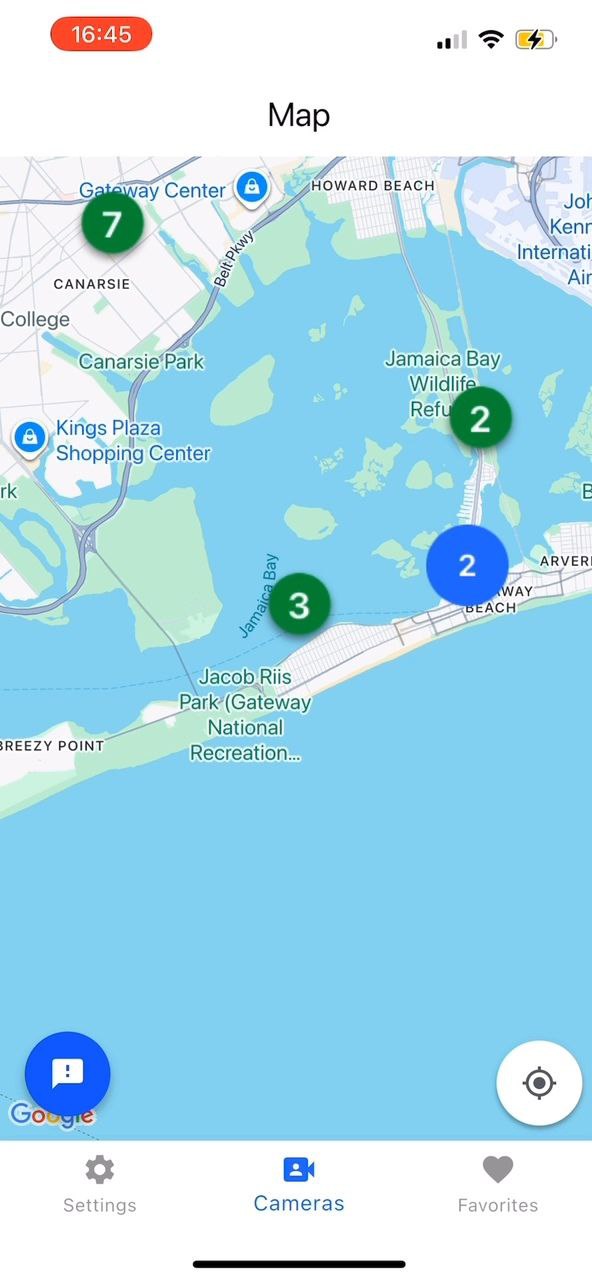Parkspot app showing live parking camera feeds across NYC